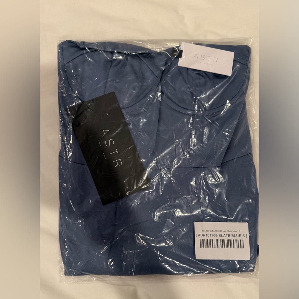Astr the label - Bustier Satin Midi Dress in Slate Blue - Picture 5 of 6